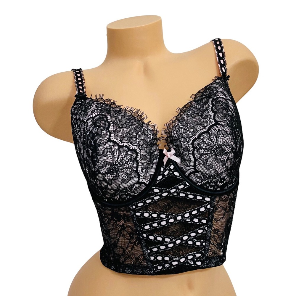 Victoria's Secret MEDIUM 34/36DD Dream Angels Lightly Lined Ribbon Slot Bra Top